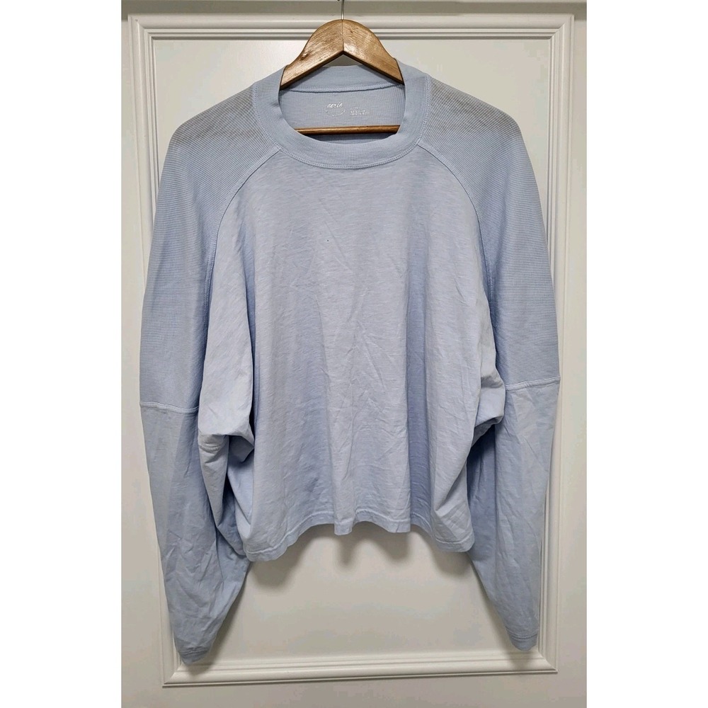 Aerie Lt Blue Lightweight Oversized Boxy Dolman Sleeve T Shirt Sz XL